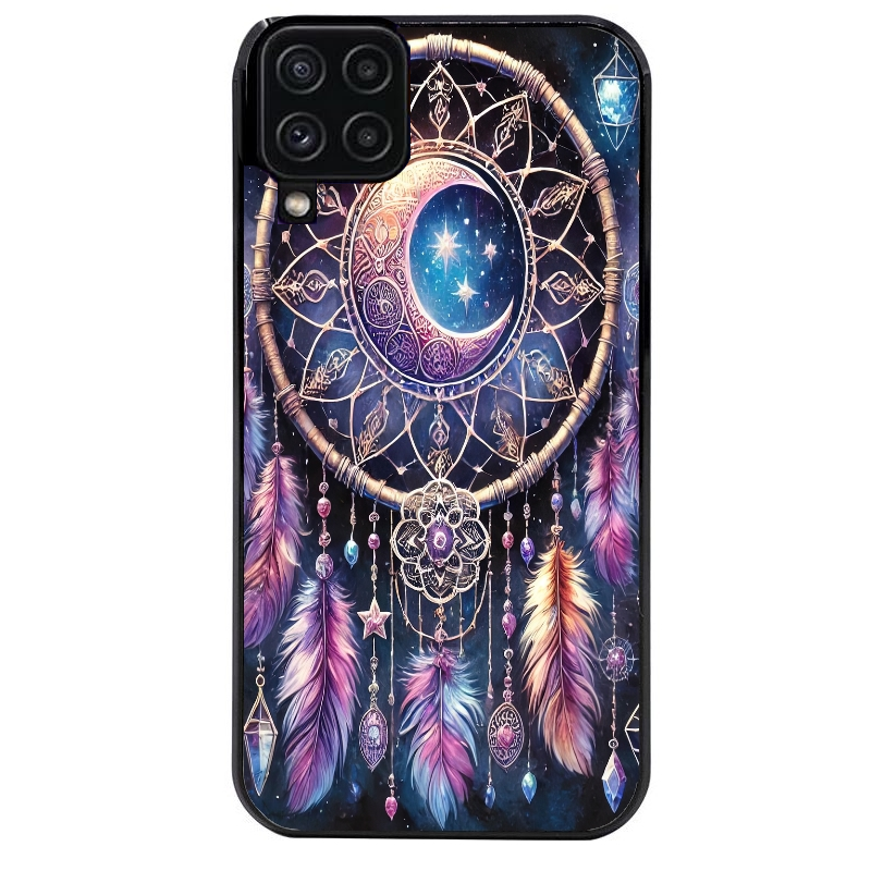 Coque noire taperso pour galaxy A22 A32 A52 A52S 4G 5G  avec motif dreamcatcher et lune protection antichoc personnalisée