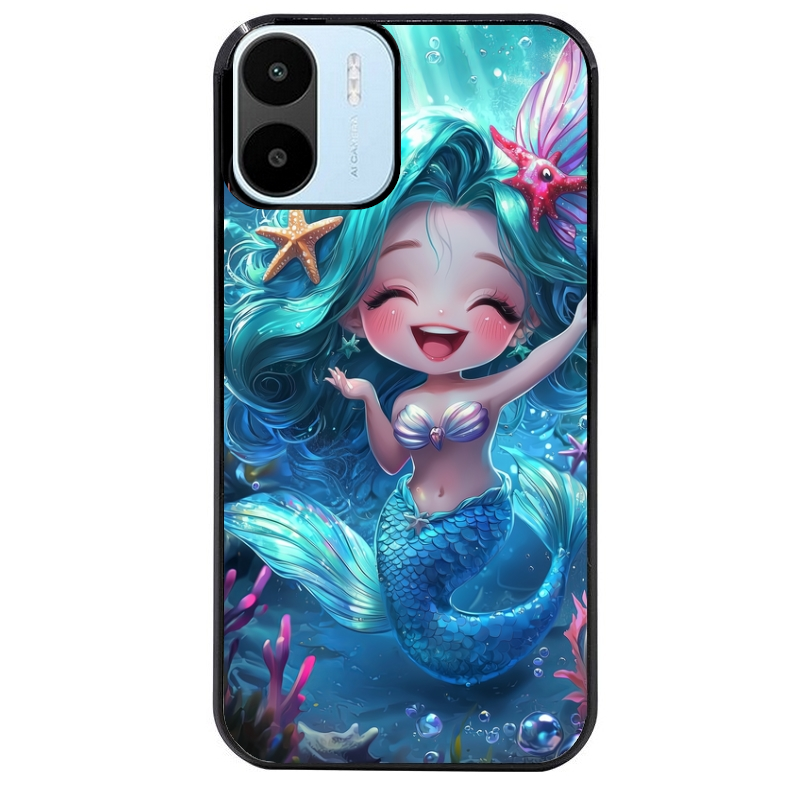 Coque noire taperso pour Redmi A1 et A2 avec motif sirene style anime protection antichoc personnalisée
