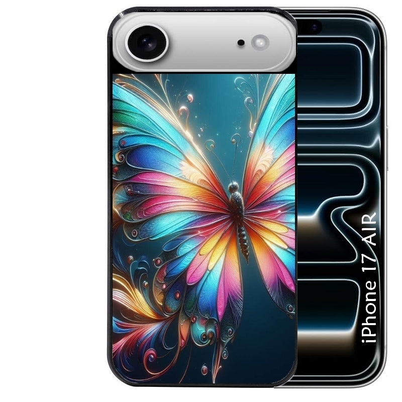 Coque noire taperso pour Iphone 17 17E AIR MAX PRO avec motif papillon arc protection antichoc personnalisée