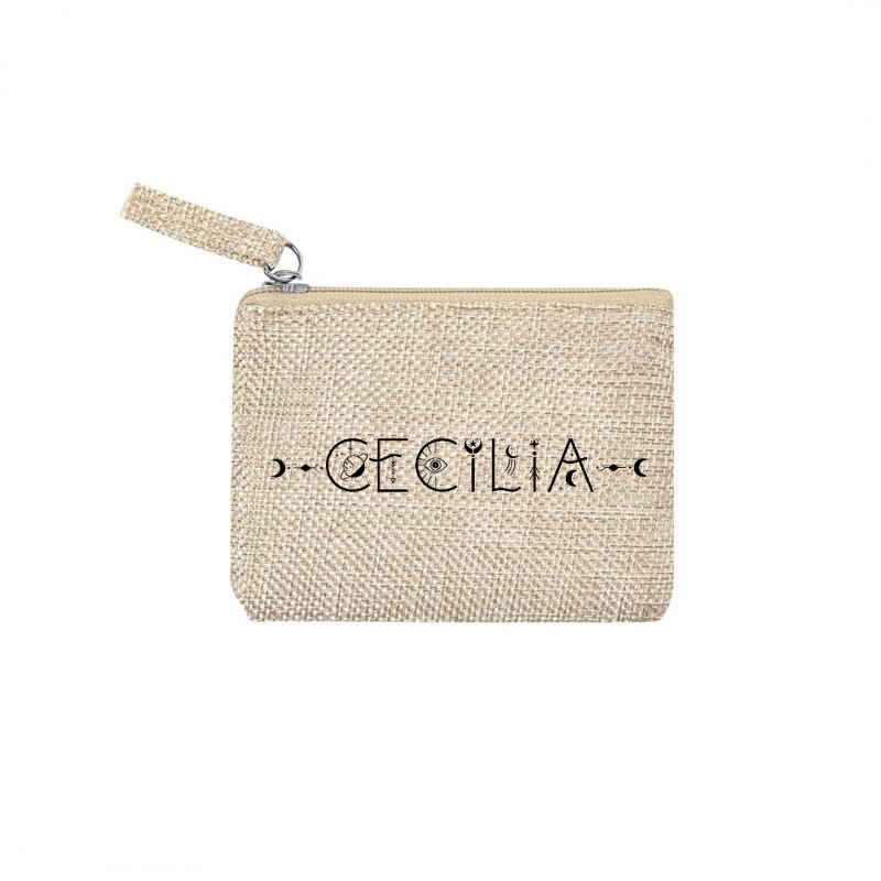 Pochette personnalisée prénom astro en jute et doré en jute et doré