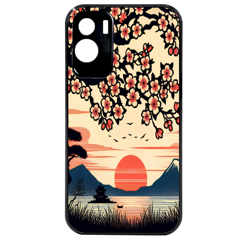 Coque noire taperso pour Honor 70 LITE 90 et LITE avec motif japan cerisier protection antichoc personnalisée