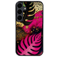 Coque noire taperso pour galaxy A06 A16 A26 A36 A56 avec motif tropical rose et des fleurs protection antichoc personnalisée