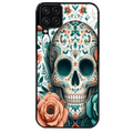 Coque noire taperso pour galaxy A22 A32 A52 A52S 4G 5G  avec motif mort mexicaine turquoise protection antichoc personnalisée