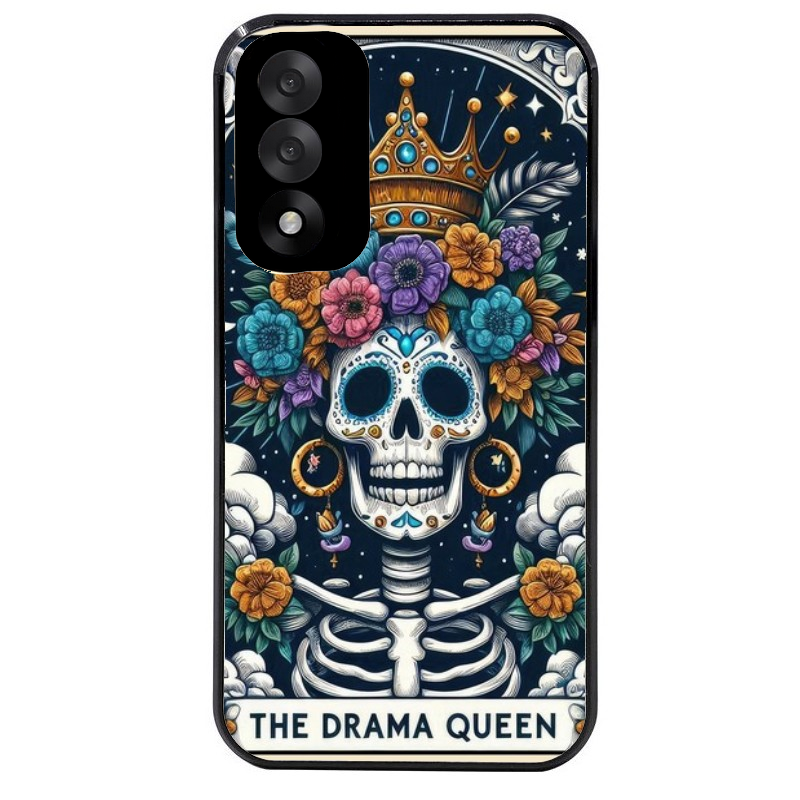 Coque noire taperso pour OnePlus Nord 5 avec motif tete de mort drama queen protection antichoc personnalisée