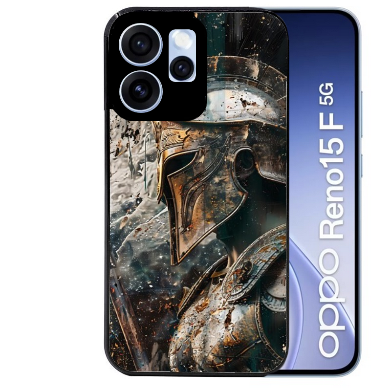Coque noire taperso pour OPPO Reno 15 et F FS 5G avec motif spartan guerrier protection antichoc personnalisée