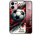 Coque noire taperso pour OPPO A6 PRO 4G et 5G avec motif ballon foot avec prenom protection antichoc personnalisée