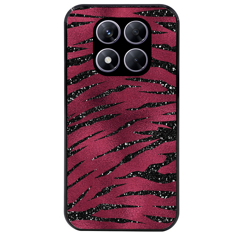 Coque noire taperso pour Redmi Note 14 et PRO PLUS 4G 5G avec motif zebre grenat protection antichoc personnalisée