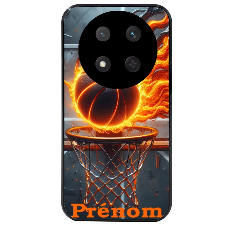 Coque noire taperso pour Magic 7 LITE et PRO avec motif basket flamme personnalisee protection antichoc personnalisée