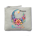 Porte monnaie personnalisé namaste lune ivoire en feutrine en feutrine ivoire