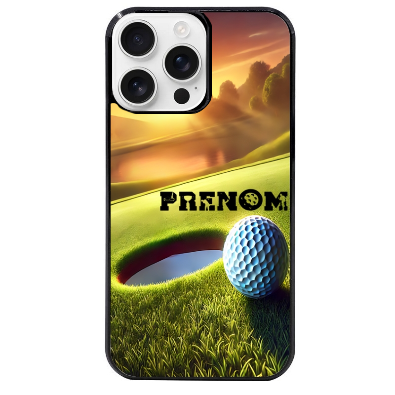 Coque noire taperso pour Iphone 16 16E PLUS MAX PRO avec motif golf personnalisee protection antichoc personnalisée