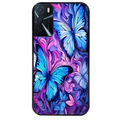 Coque noire taperso pour OPPO A16 et A16S avec motif papillon violet uv protection antichoc personnalisée