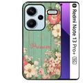 Coque noire taperso pour Redmi Note 13 PRO PLUS 5G avec motif bois et fleur avec votre prenom protection antichoc personnalisée