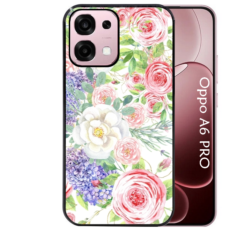 Coque noire taperso pour OPPO A6 PRO 4G et 5G avec motif fleur couleur pastel protection antichoc personnalisée