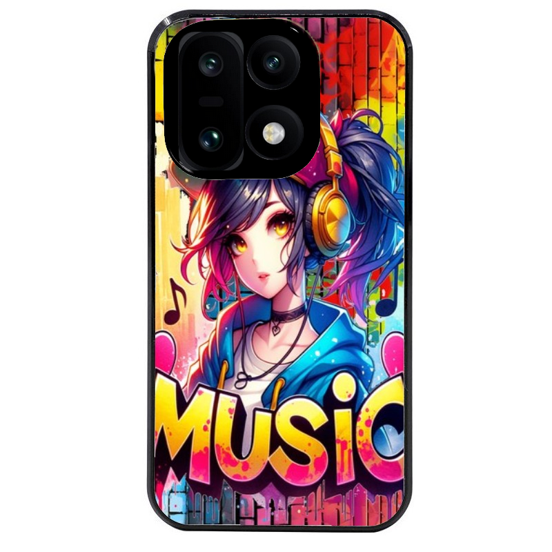 Coque noire taperso pour OnePlus 15 avec motif anime manga et music protection antichoc personnalisée