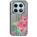 Coque noire taperso pour POCO M8 5G et PRO 5G avec motif bois gris et fleur rose protection antichoc personnalisée