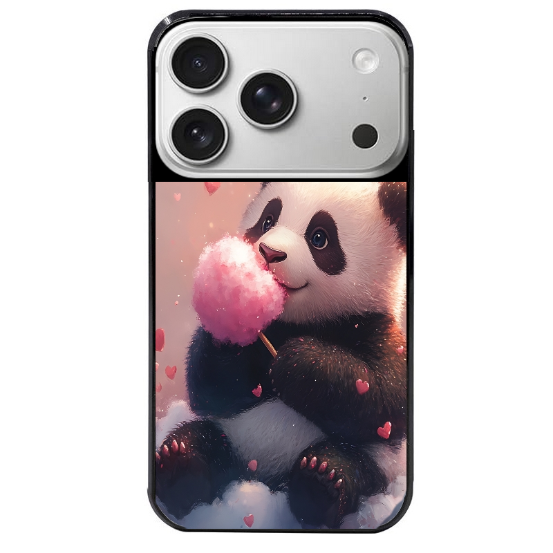 Coque noire taperso pour Iphone 17 17E AIR MAX PRO avec motif panda bonbon protection antichoc personnalisée