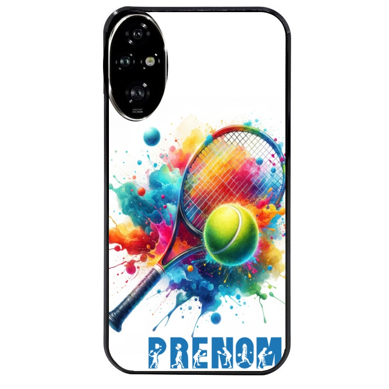 Coque noire taperso pour Honor 200 et Lite Pro Smart avec motif tennis raquette personnalisee protection antichoc personnalisée