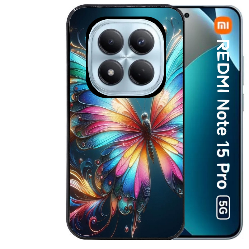 Coque noire taperso pour Redmi Note 15 et PRO PLUS 4G 5G avec motif papillon arc protection antichoc personnalisée