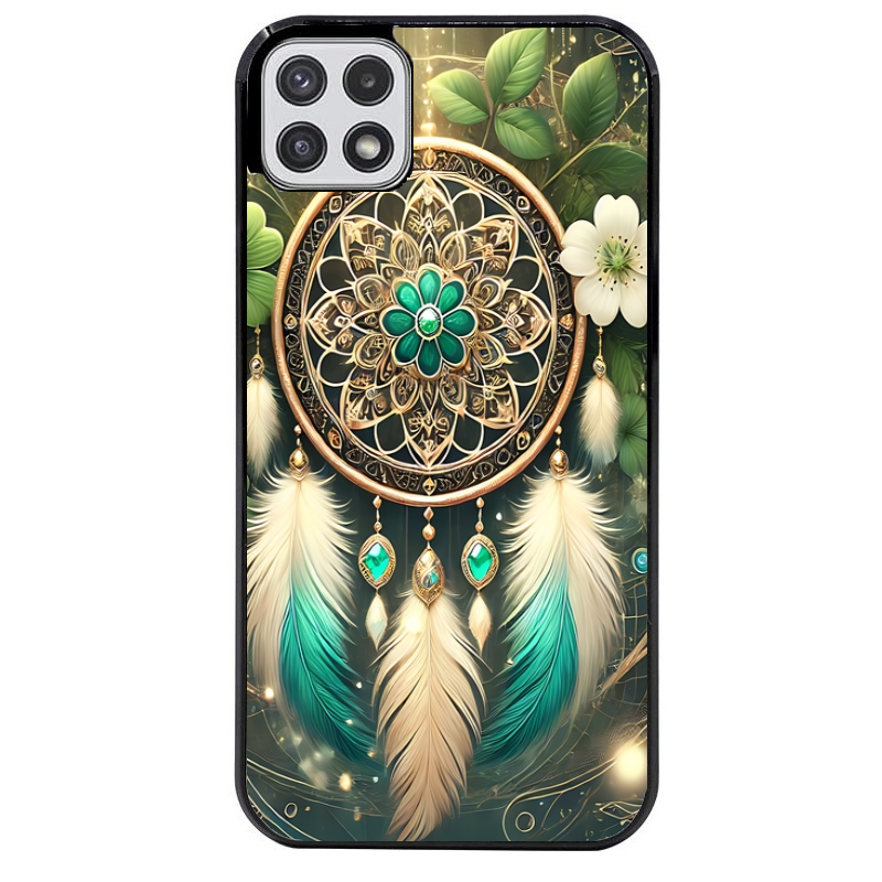 Coque noire taperso pour galaxy A22 A32 A52 A52S 4G 5G  avec motif dreamcatcher talisman protection antichoc personnalisée