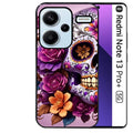 Coque noire taperso pour Redmi Note 13 PRO PLUS 5G avec motif tete de mort calavera violette protection antichoc personnalisée