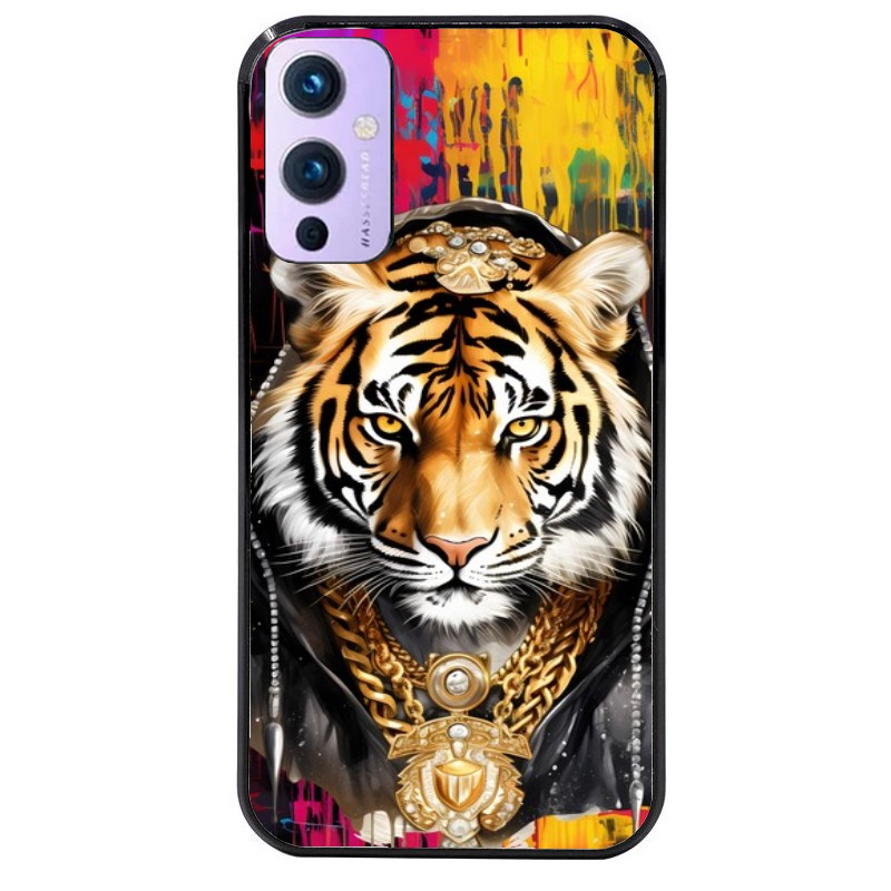 Coque noire taperso pour OnePlus 9 et 9 PRO avec motif tigre style hip hop protection antichoc personnalisée