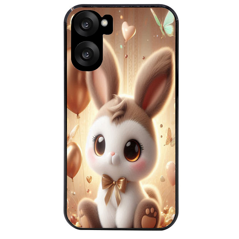 Coque noire taperso pour OnePlus Nord CE5 avec motif lapin ballon protection antichoc personnalisée