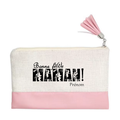 Pochette personnalisée motif maman bonne fete en toile et simili cuir personnalisée
