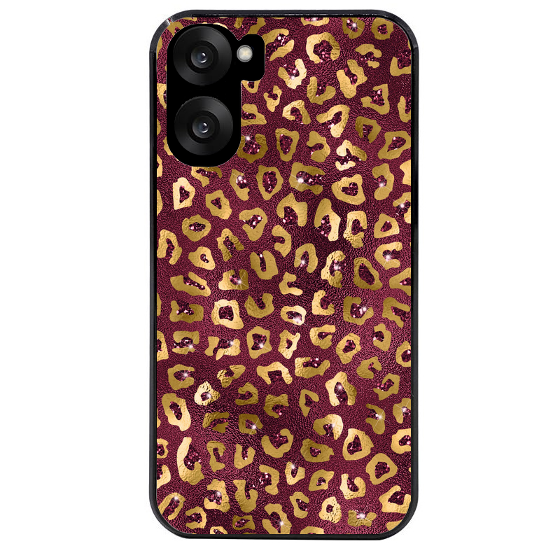 Coque noire taperso pour OnePlus Nord CE5 avec motif leopard grenat protection antichoc personnalisée