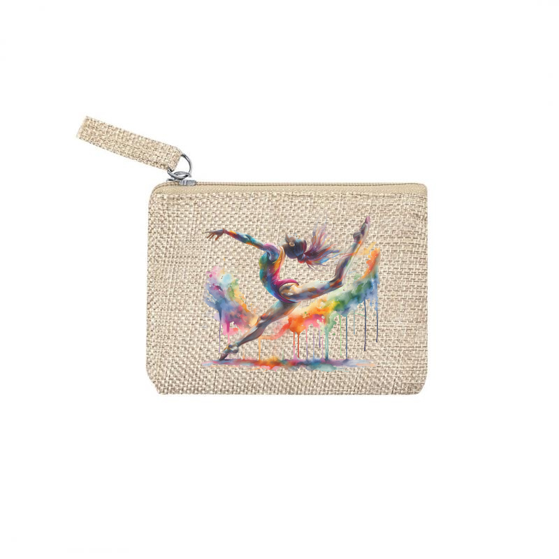 Pochette personnalisée motif gym et danse en toile et simili cuir personnalisée
