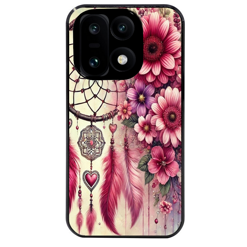 Coque noire taperso pour OnePlus 15 avec motif dreamcatcher et coeur protection antichoc personnalisée
