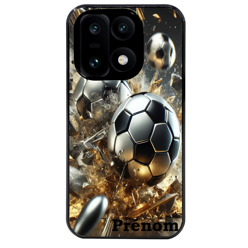 Coque noire taperso pour OnePlus 15 avec motif foot metal personnalisee protection antichoc personnalisée