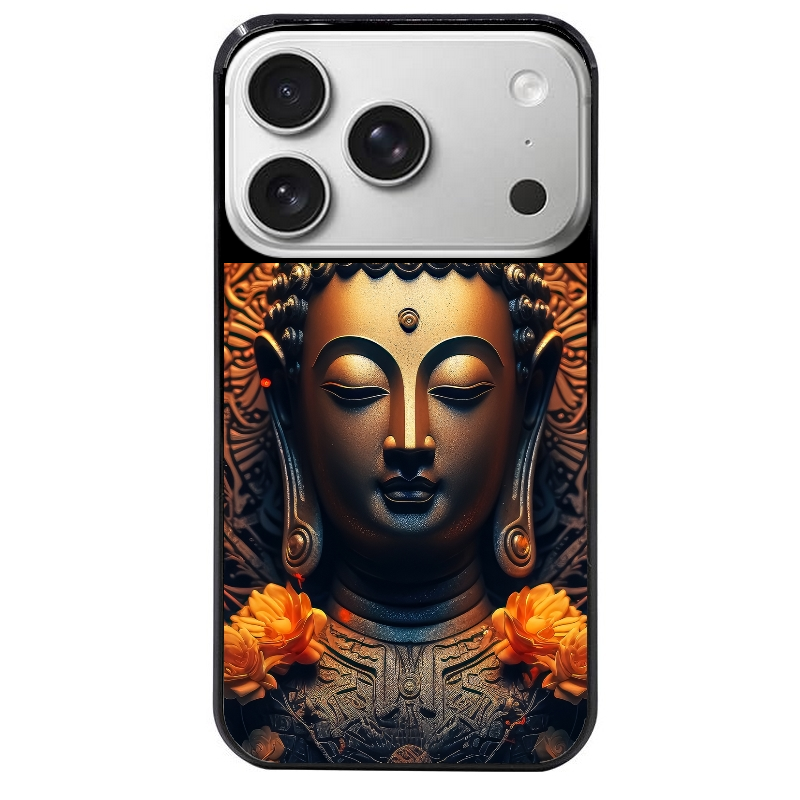 Coque noire taperso pour Iphone 17 17E AIR MAX PRO avec motif bouddha et fleur protection antichoc personnalisée