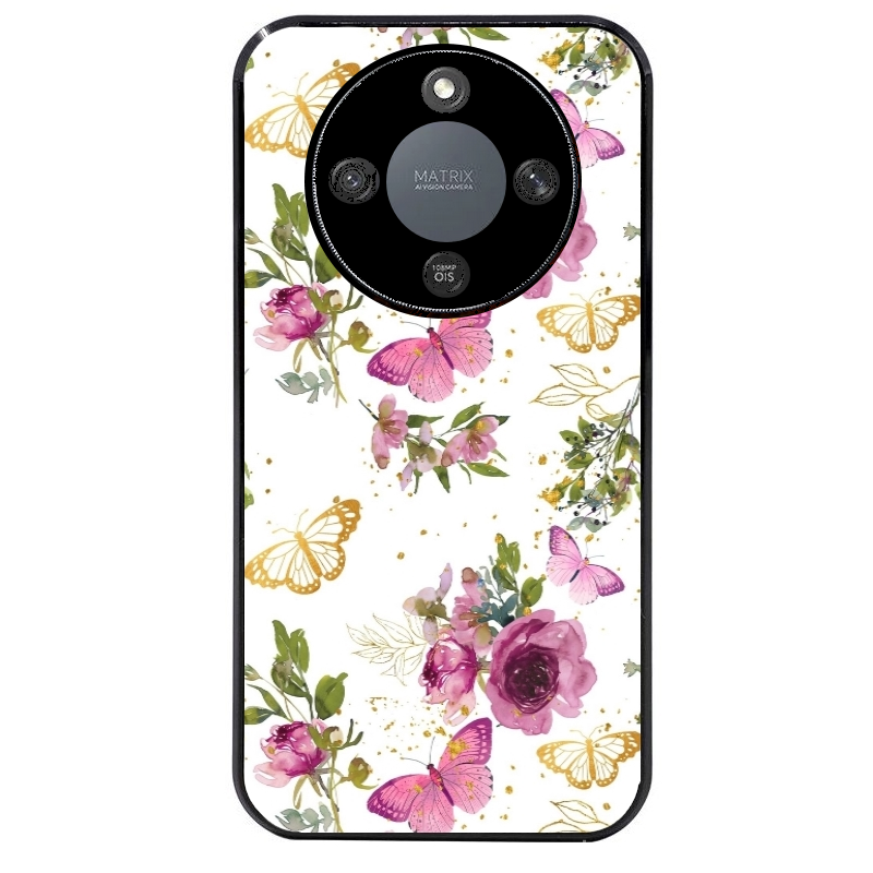 Coque noire taperso pour Magic 5 6 LITE et PRO avec motif fleur et papillon protection antichoc personnalisée