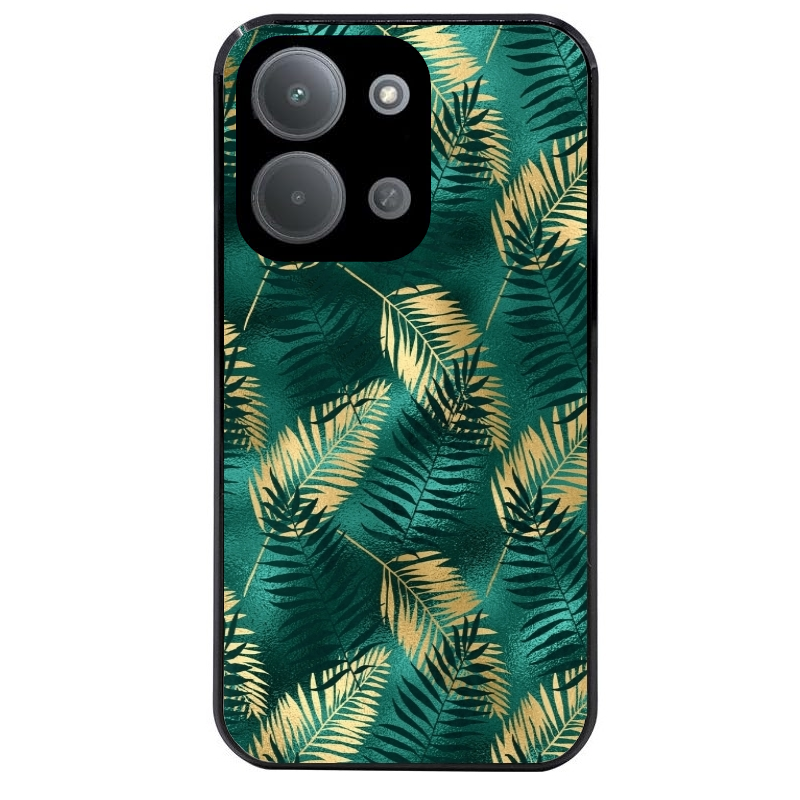 Coque noire taperso pour POCO C85 avec motif palmier vert protection antichoc personnalisée