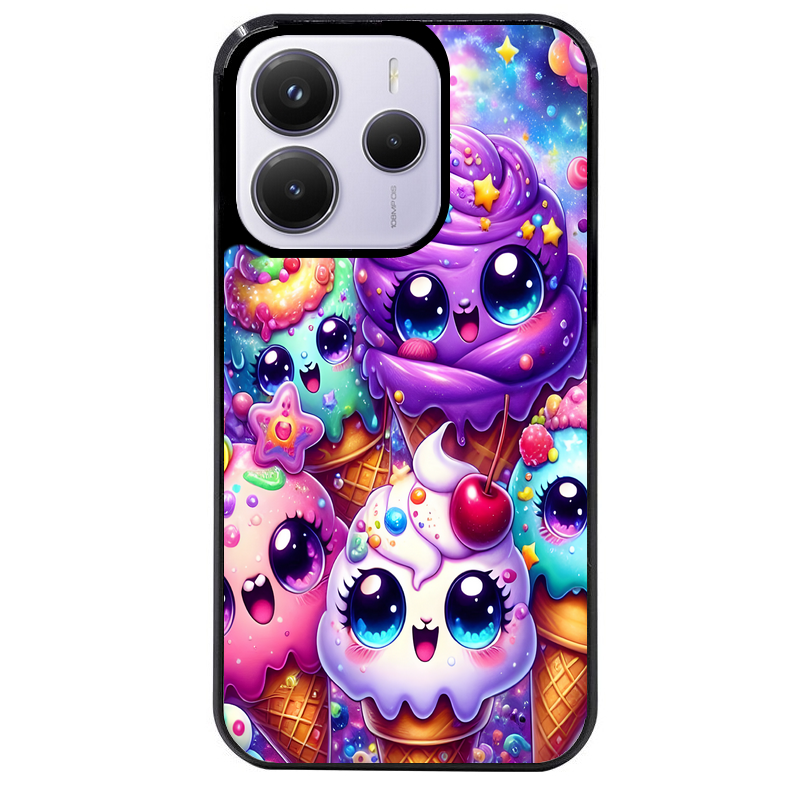 Coque noire taperso pour Redmi Note 14 et PRO PLUS 4G 5G avec motif anime ice cream kawaii protection antichoc personnalisée