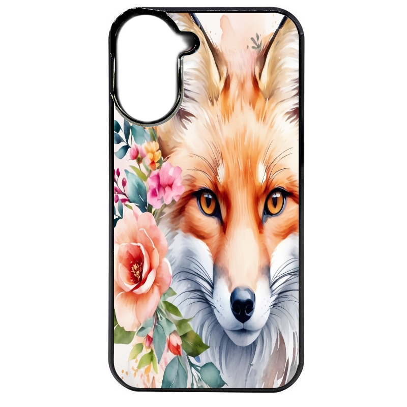 Coque noire taperso pour Redmi A5 4G avec motif renard fox et fleurs protection antichoc personnalisée