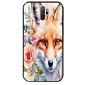 Coque noire taperso pour OPPO A5 A9 2020 avec motif renard fox et fleurs protection antichoc personnalisée