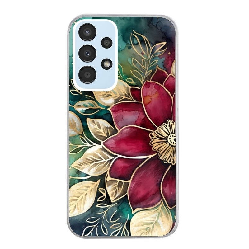 Coque taperso pour Galaxy A13 4G et 5G A23 A53 avec motif fleur poinsettia style noel protection antichoc personnalisée