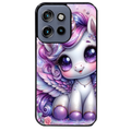 Coque noire taperso pour Moto Edge 60 et Neo Fusion Pro avec motif licorne violette protection antichoc personnalisée
