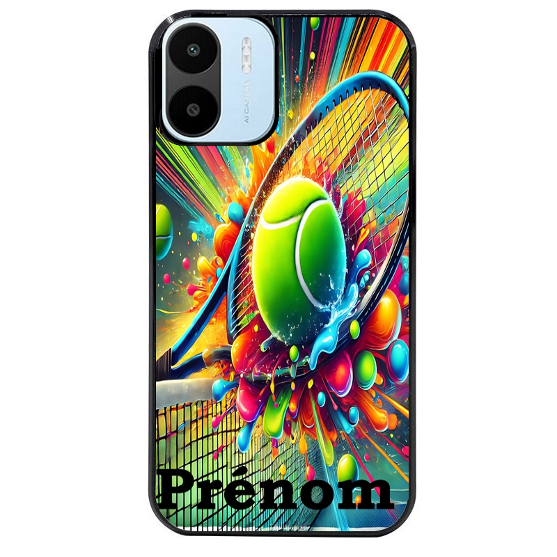 Coque noire taperso pour Redmi A1 et A2 avec motif tennis color personnalisee protection antichoc personnalisée