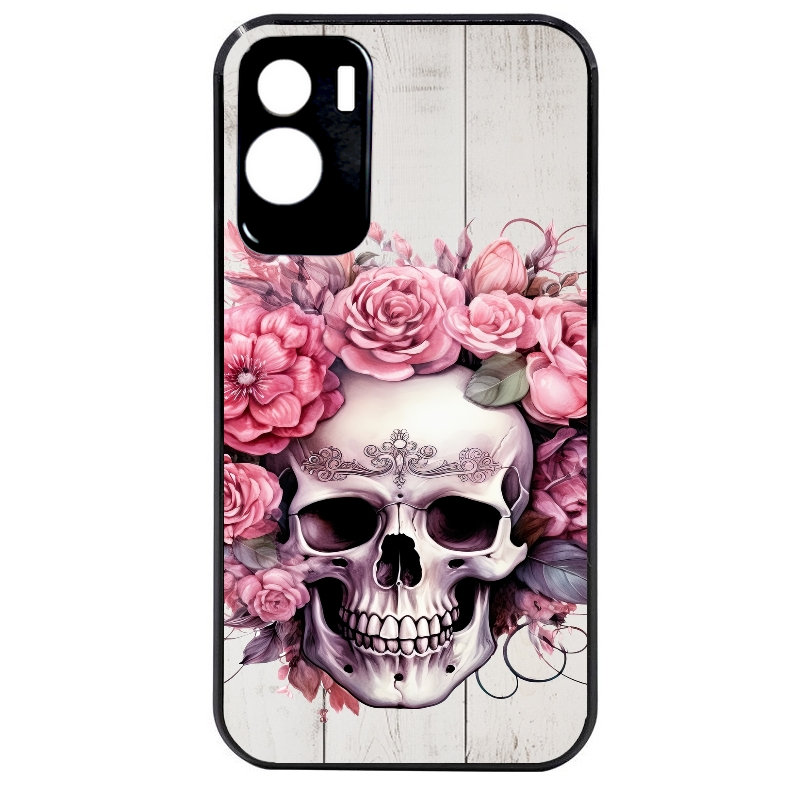 Coque noire taperso pour Honor 70 LITE 90 et LITE avec motif tete de mort floral protection antichoc personnalisée