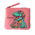 Porte monnaie personnalisé dino gamer en feutrine en feutrine