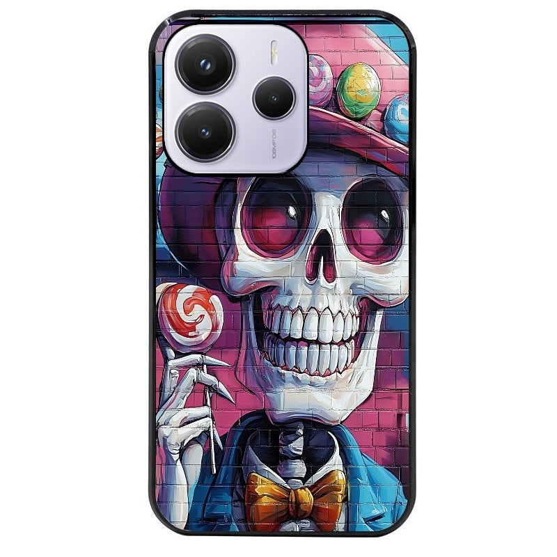 Coque noire taperso pour Redmi Note 14 et PRO PLUS 4G 5G avec motif tete de mort tag protection antichoc personnalisée