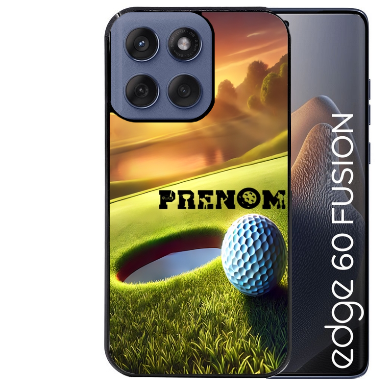 Coque noire taperso pour Moto Edge 60 et Neo Fusion Pro avec motif golf personnalisee protection antichoc personnalisée