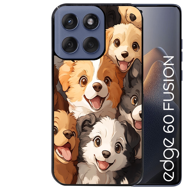 Coque noire taperso pour Moto Edge 60 et Neo Fusion Pro avec motif chien smile protection antichoc personnalisée