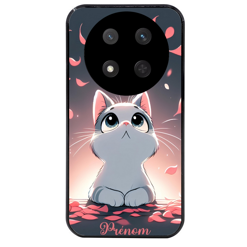 Coque noire taperso pour Magic 7 LITE et PRO avec motif chat anime avec votre prenom protection antichoc personnalisée