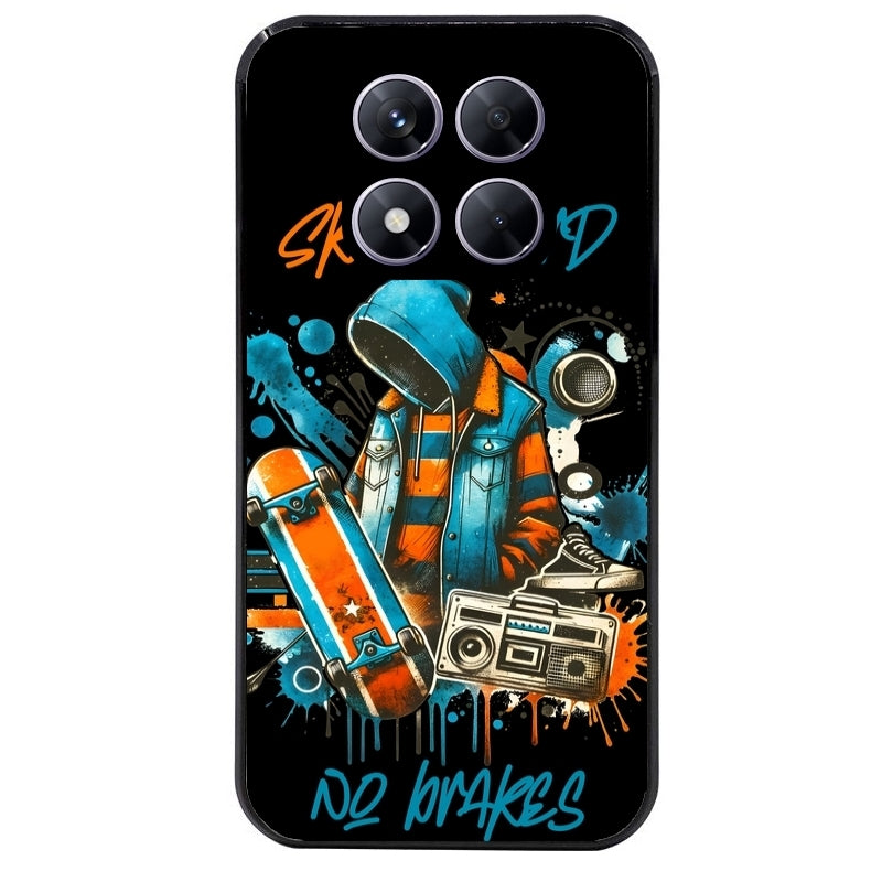 Coque noire taperso pour Redmi Note 14 et PRO PLUS 4G 5G avec motif skate board protection antichoc personnalisée