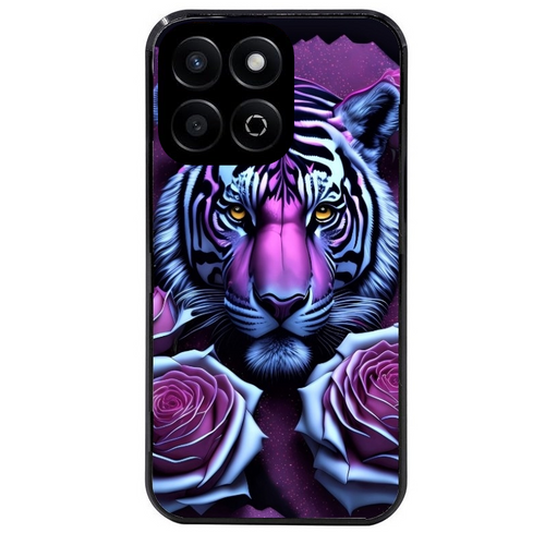 Coque noire taperso pour Honor X8 5G avec motif tigre uv style manga protection antichoc personnalisée