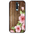 Coque noire taperso pour OPPO Reno 2 et 2Z avec motif bois avec fleur rose protection antichoc personnalisée
