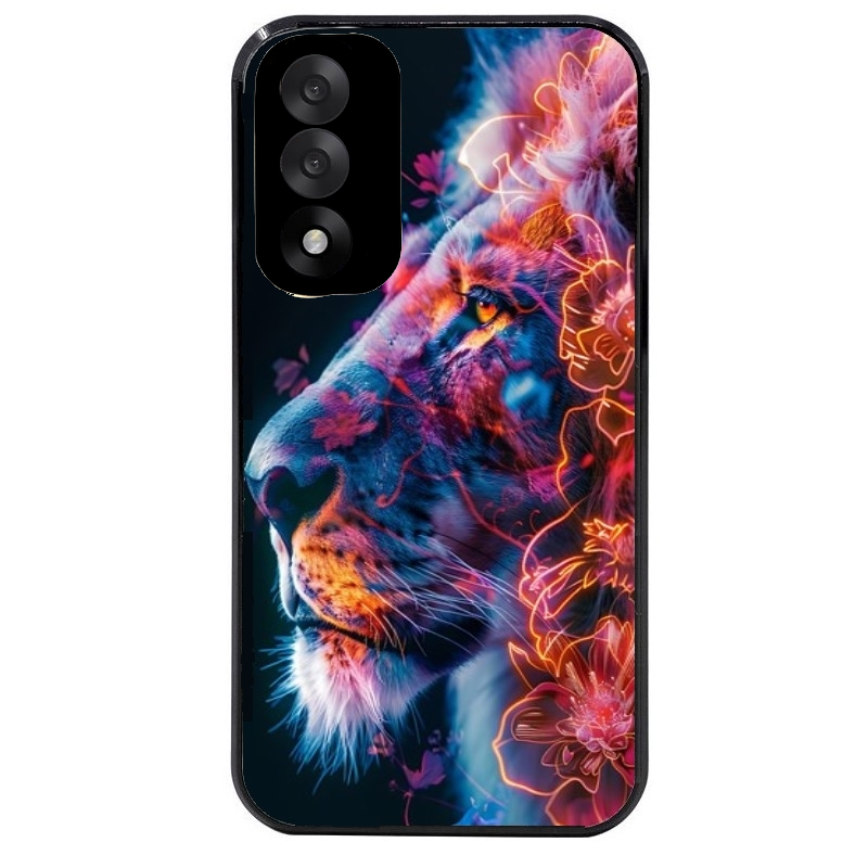 Coque noire taperso pour OnePlus Nord 5 avec motif lion fluo protection antichoc personnalisée